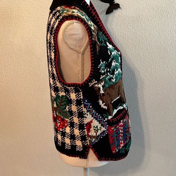 Portraits By Northern Isles Sweater Vest Knitted By Hand Christmas Size Small - Picture 6 of 12